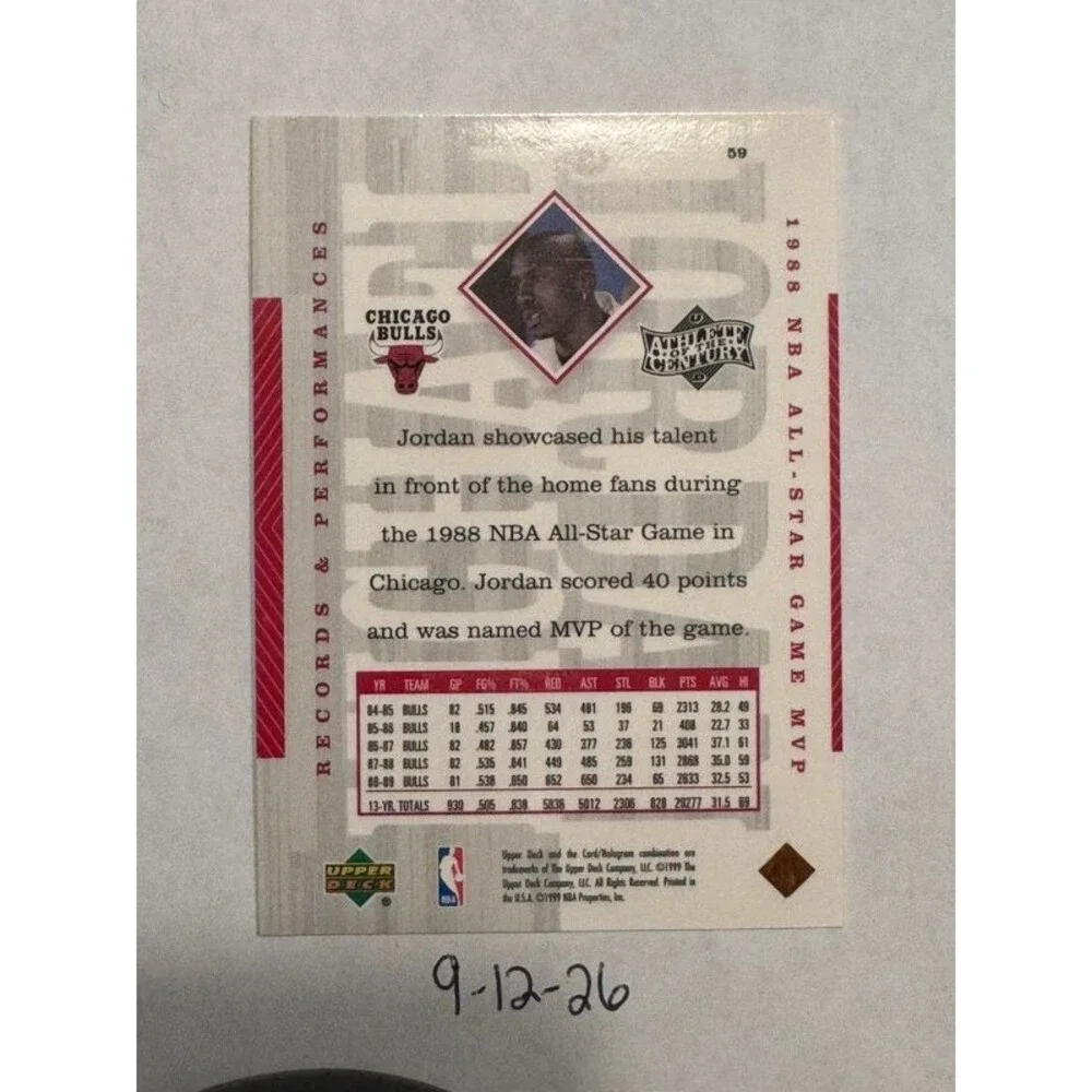 Michael Jordan 1999 Upper Deck Athlete of the Century #59
